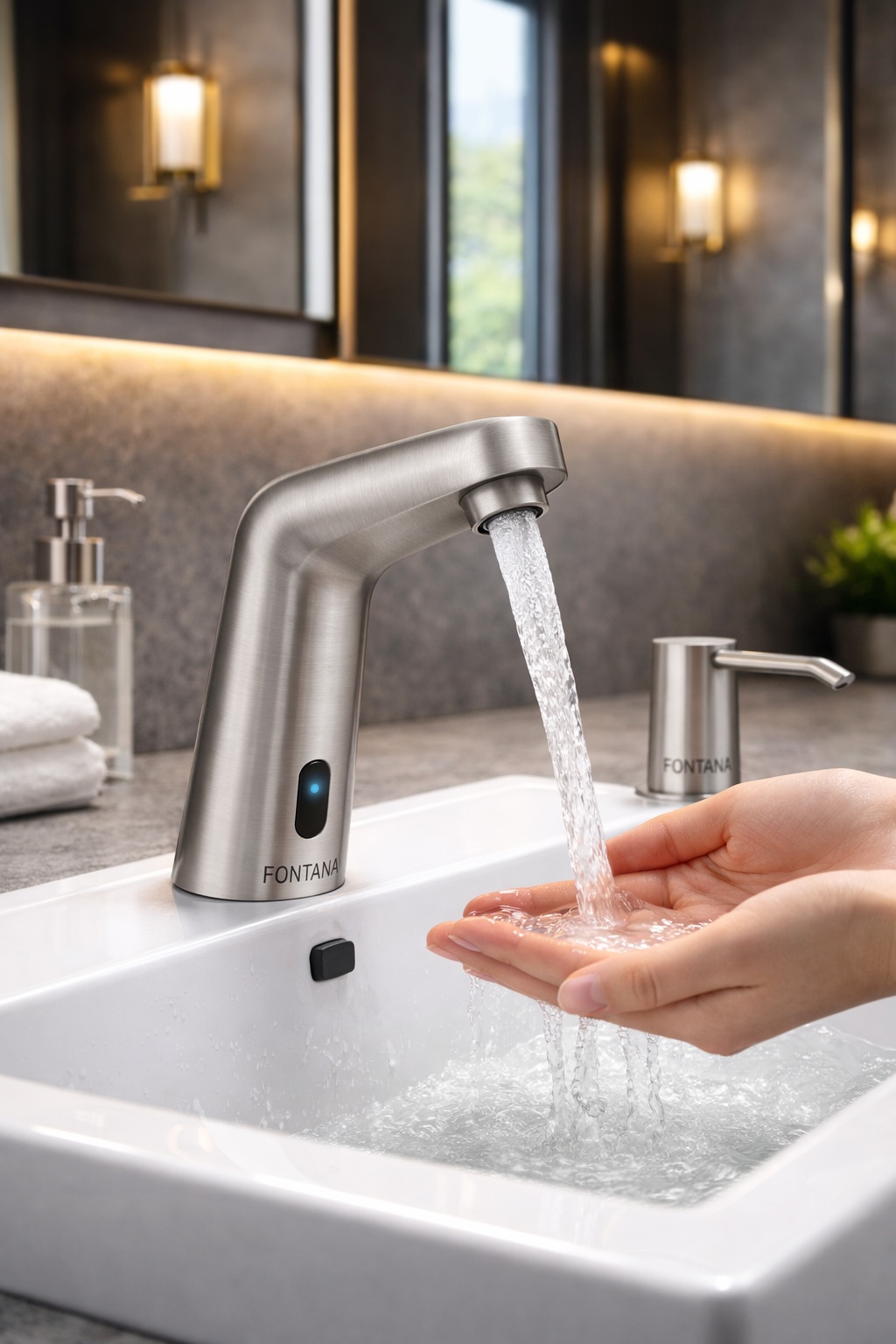 Brushed Nickel Touchless Faucet + Dispenser